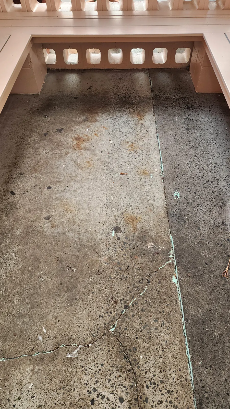 Exposed aggregate courtyard during cleaning
